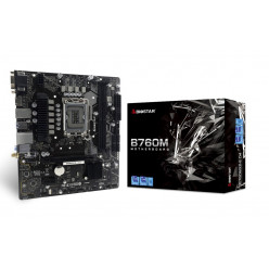 BIOSTAR B760MX2-E D4, Socket 1700, Intel® B760 (14/13/12th Gen CPU), CPU graphics, VGA, DVI, HDMI, Dual 2xDDR4-4400, 1xPCIe X16 4.0, 4xSATA3, RAID, 1xM.2 4.0, 1xM.2 E-key for Wi-Fi, 1xPCIe X1, ALC897 HDA, 2.5GbE LAN, 4xUSB3.2, mATX